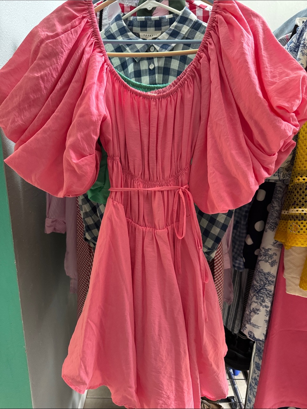 Pink Puff-Sleeve MINI Dress -